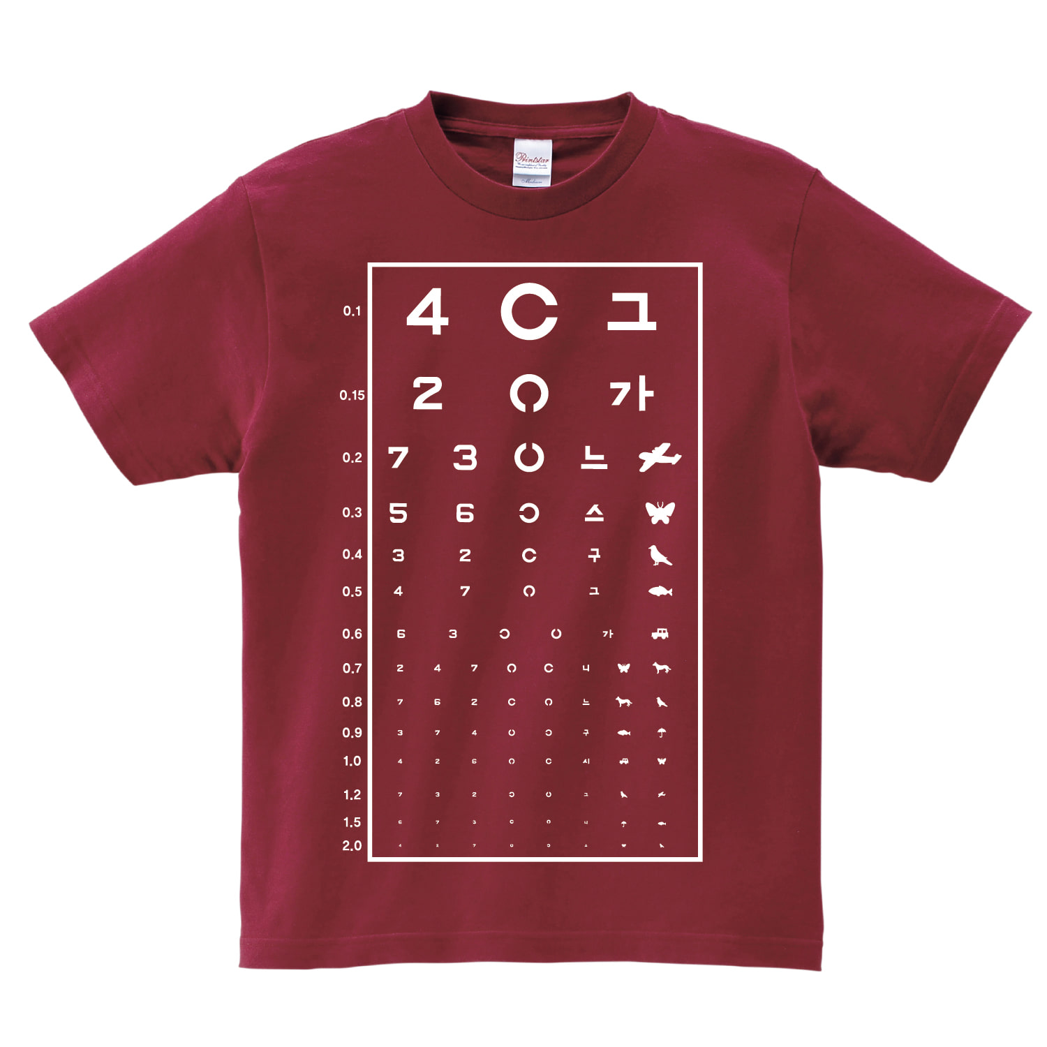 ETC002. 시력검사 티셔츠 (단면)