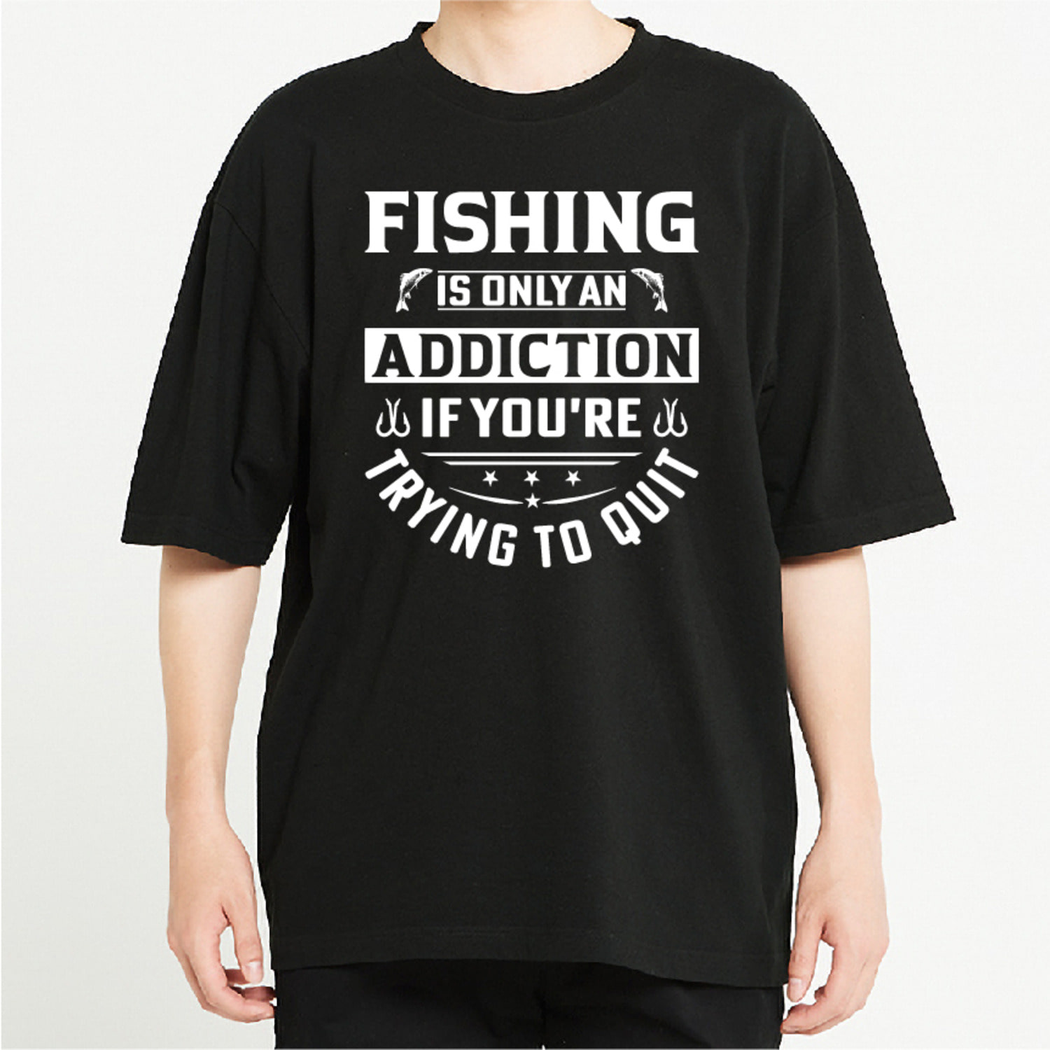 문구 낚시 그래픽 오버핏 티셔츠 fish.06