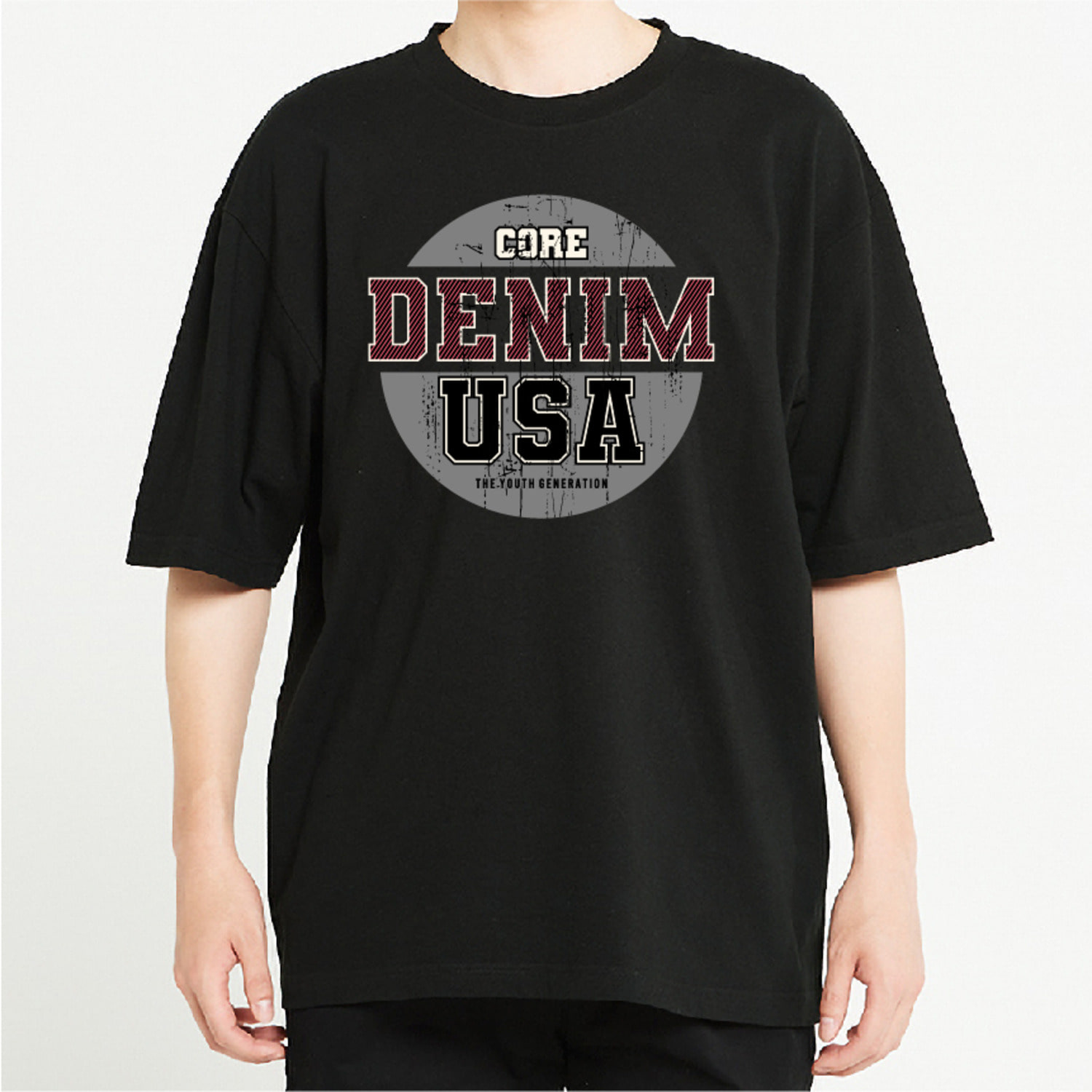 DENIM 그래픽 오버핏 티셔츠 typo.16