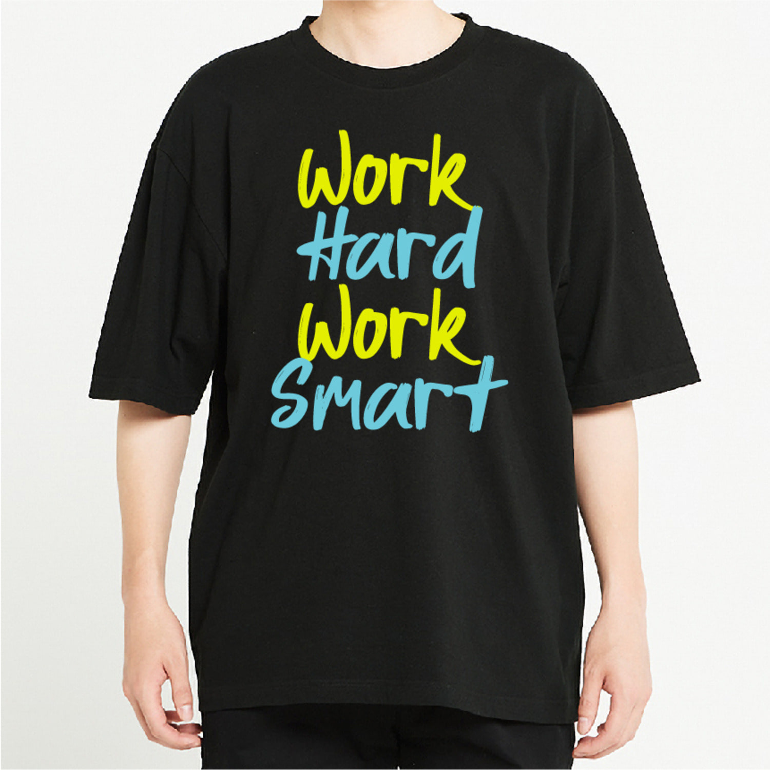 WORK HARD WORK SMART 그래픽 오버핏 티셔츠 typo.09