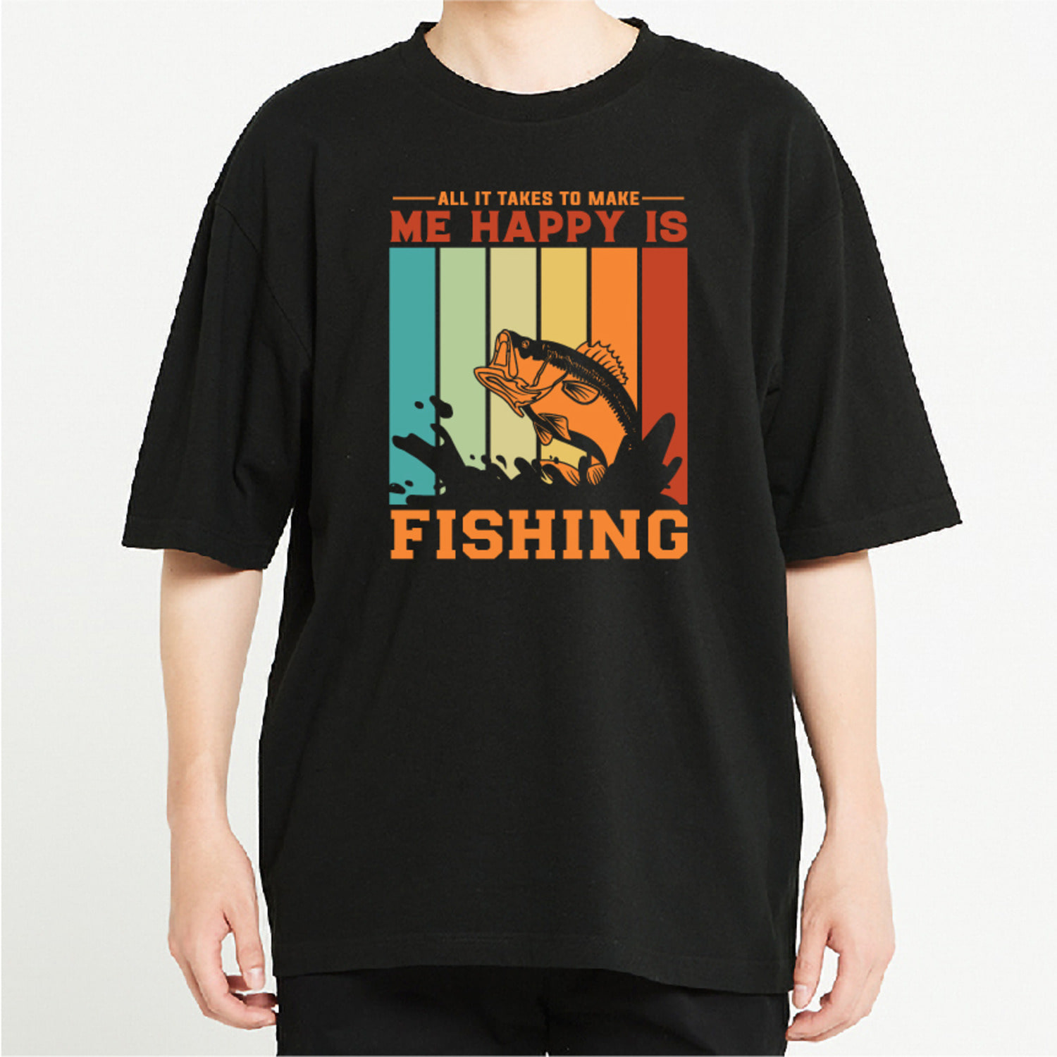 일상 낚시 그래픽 오버핏 티셔츠 fish.17
