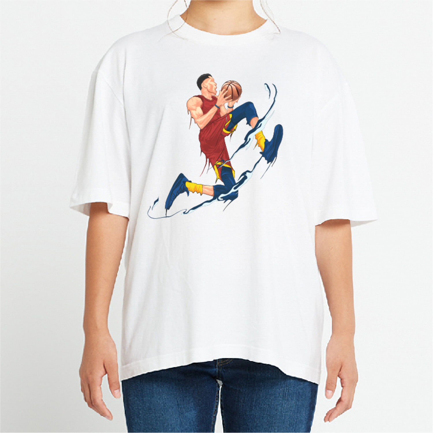 농구 선수 그래픽 오버핏 티셔츠 health.24