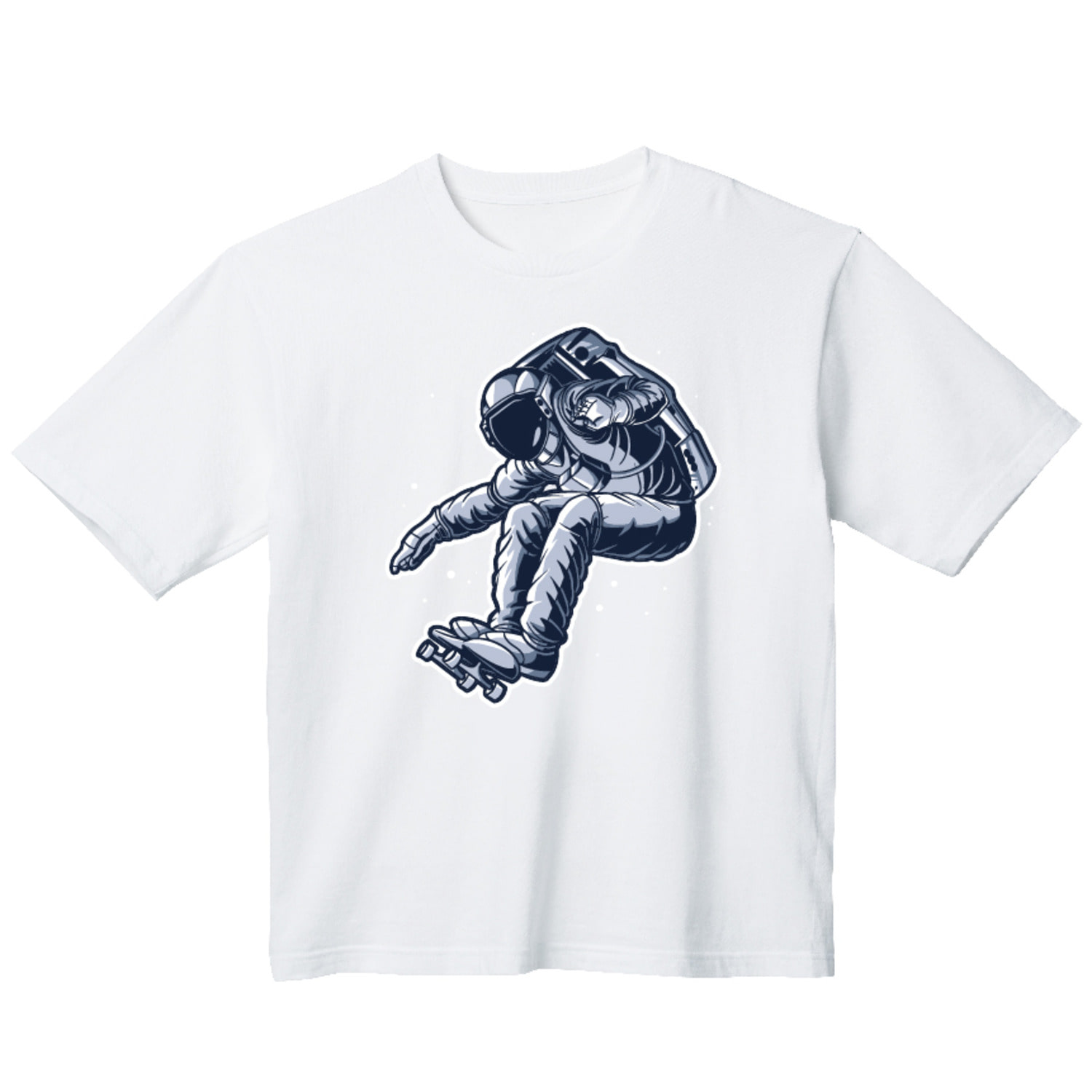 실버 우주인 그래픽 오버핏 티셔츠 health.69