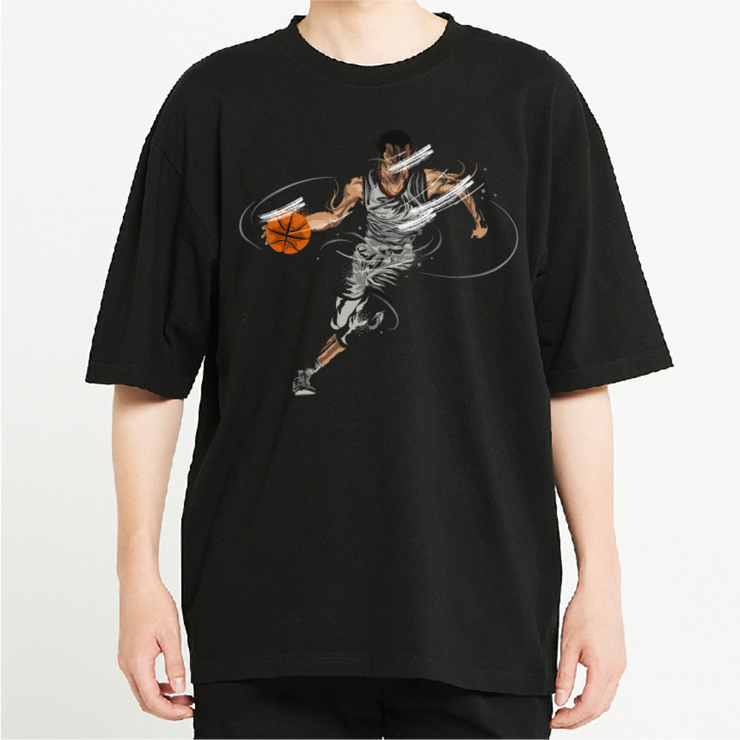 농구 선수 그래픽 오버핏 티셔츠 health.25