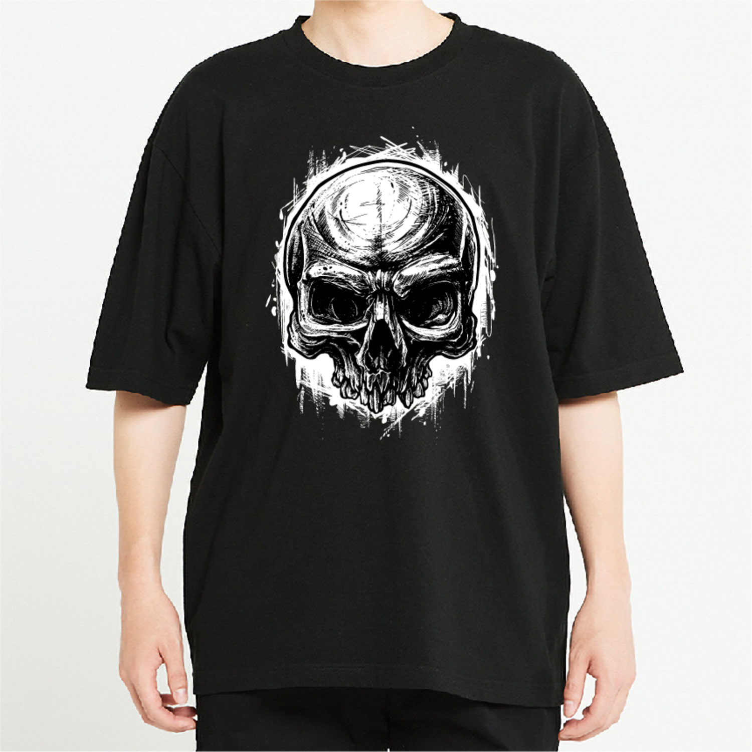 해골 머리 그래픽 오버핏 티셔츠 art.43