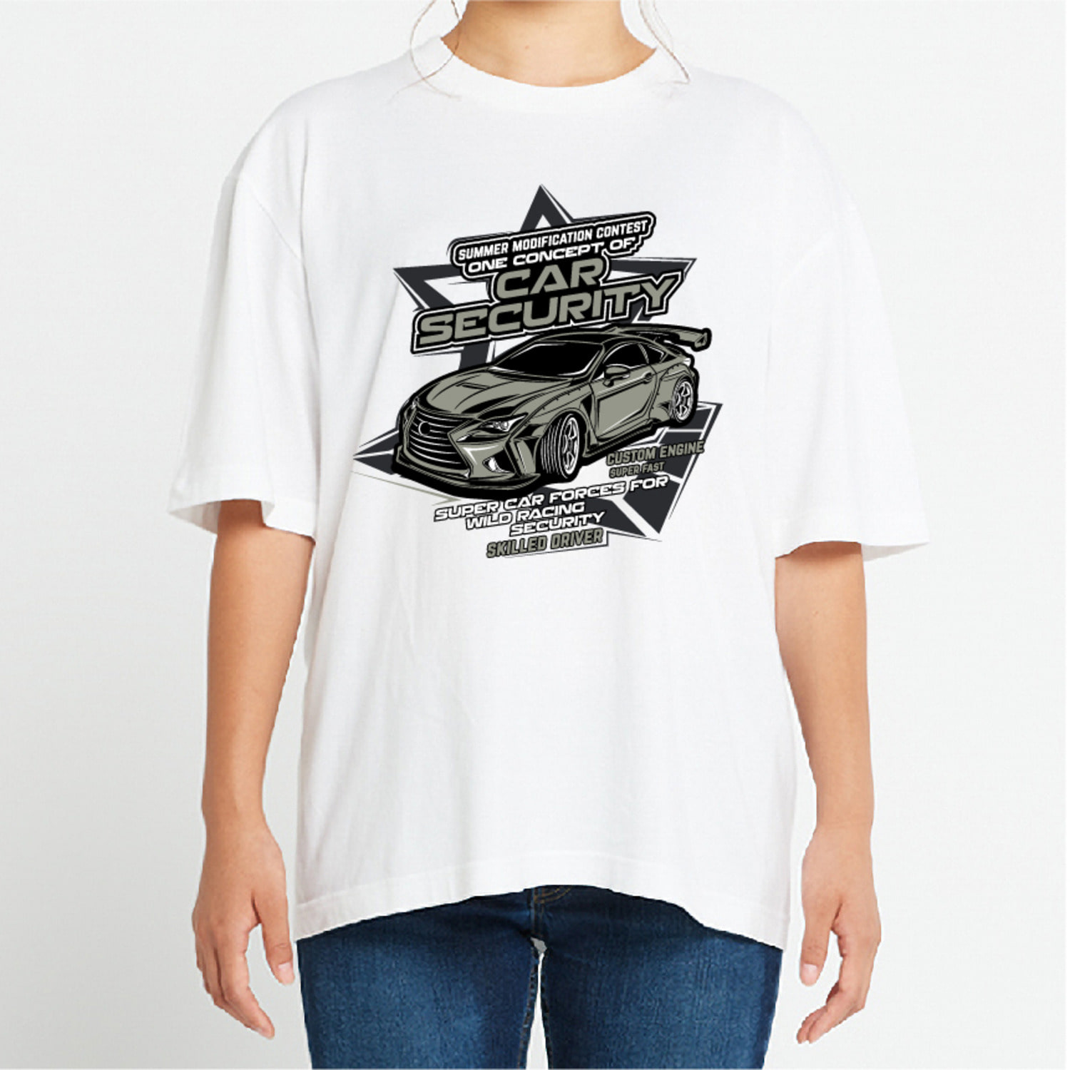 클래식 카 레이싱 그래픽 오버핏 티셔츠 car.12