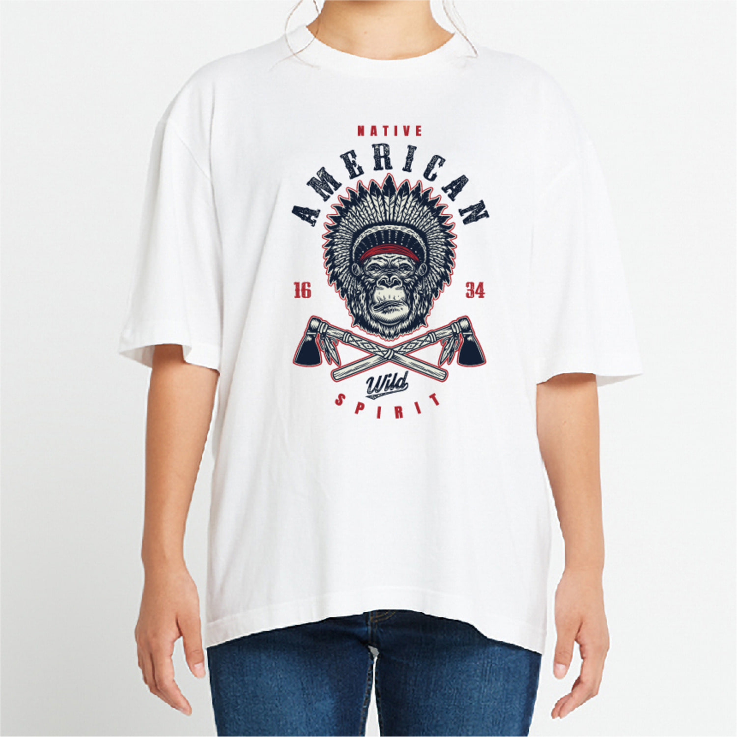 아메리칸 인디언 그래픽 오버핏 티셔츠 animal.50