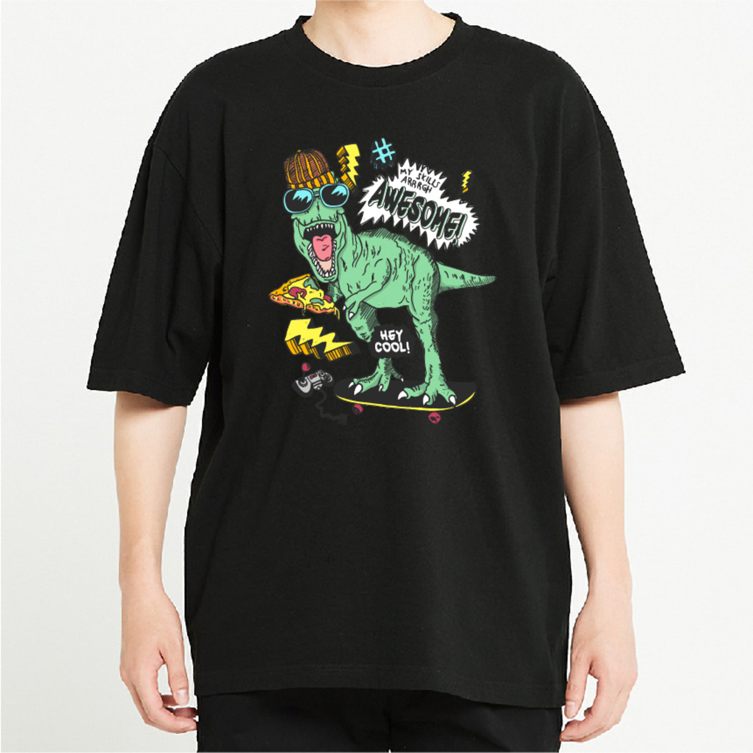 보드 공룡 그래픽 오버핏 티셔츠 animal.09