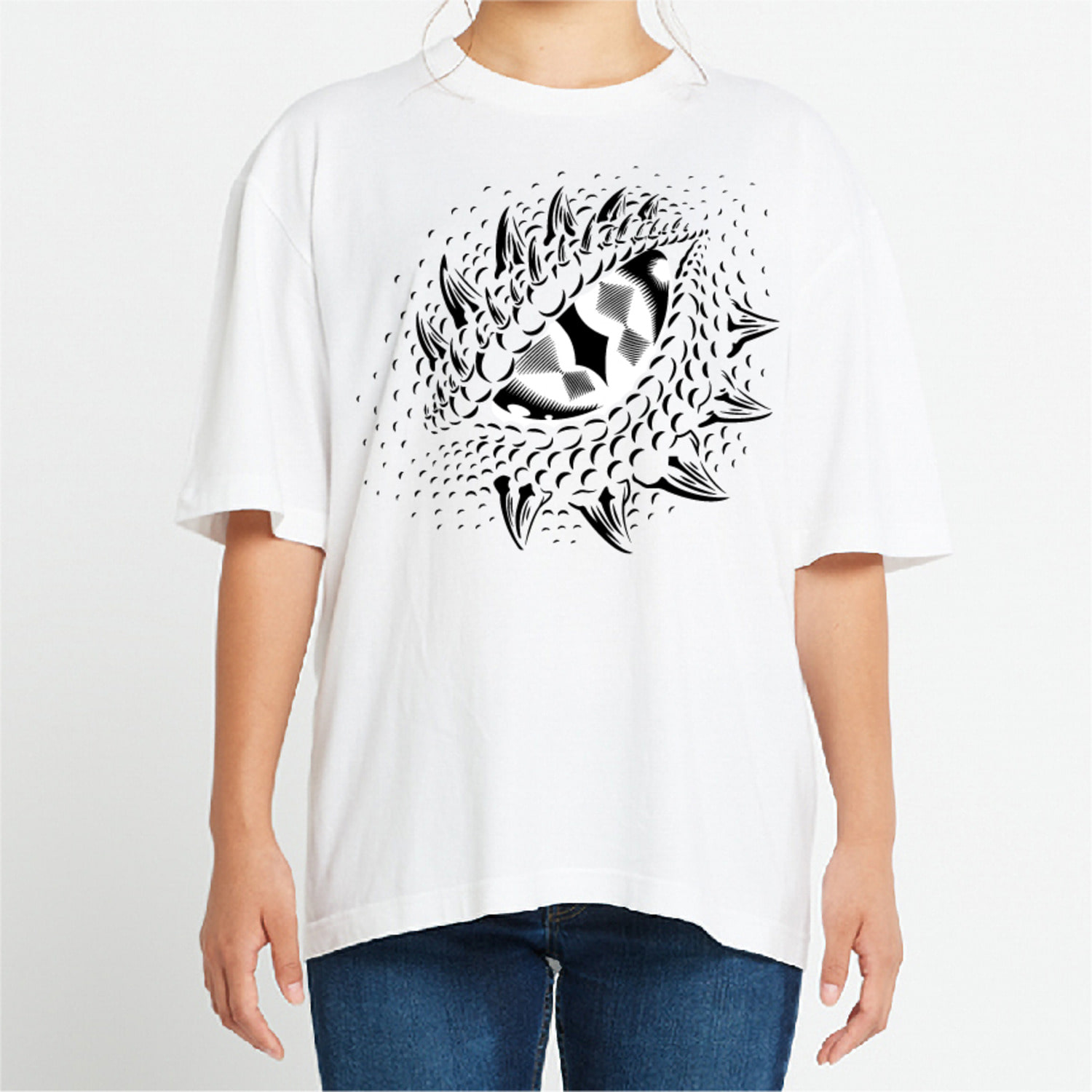 악어 눈 그래픽 오버핏 티셔츠 animal.32