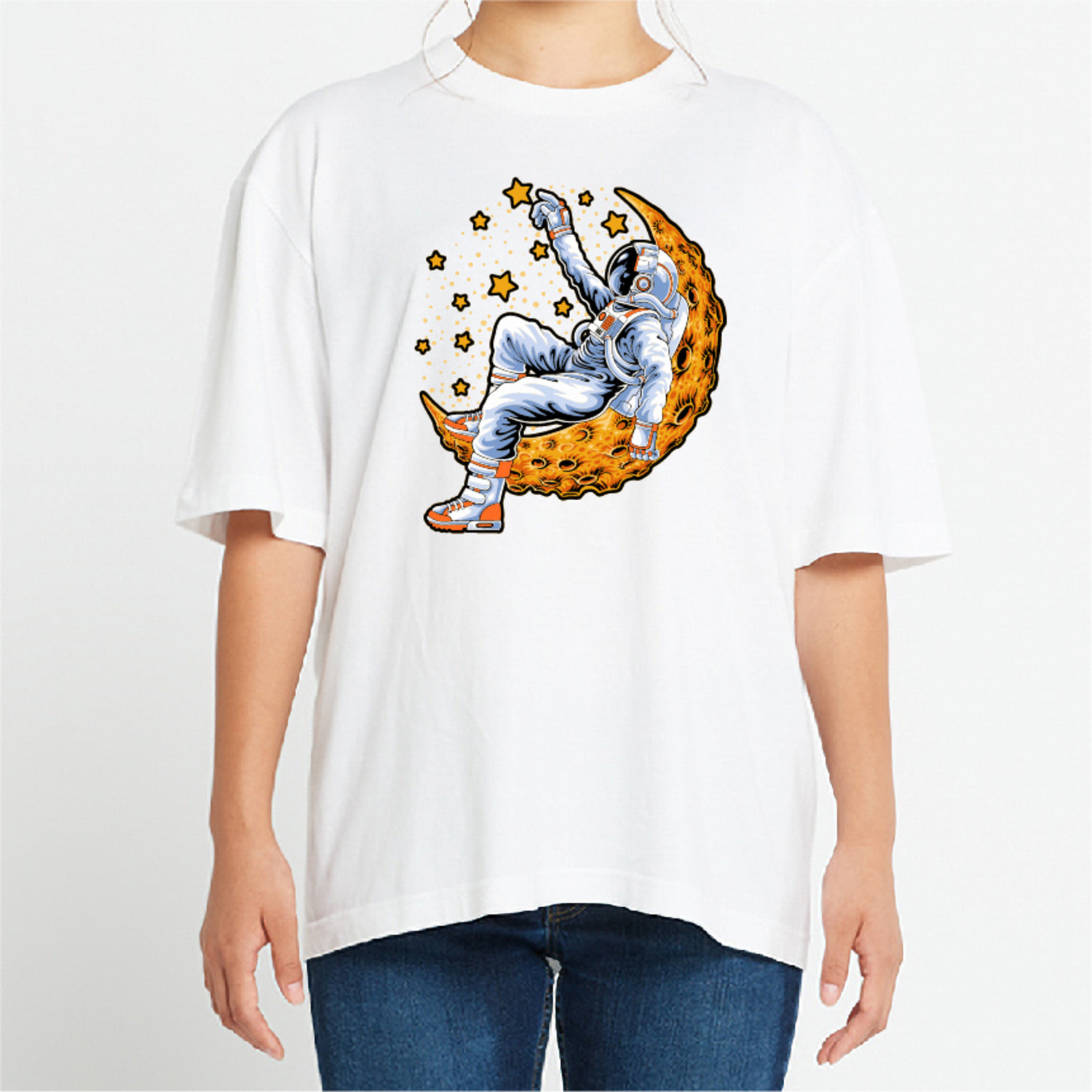 우주 파도 고래 그래픽 오버핏 티셔츠 art.28