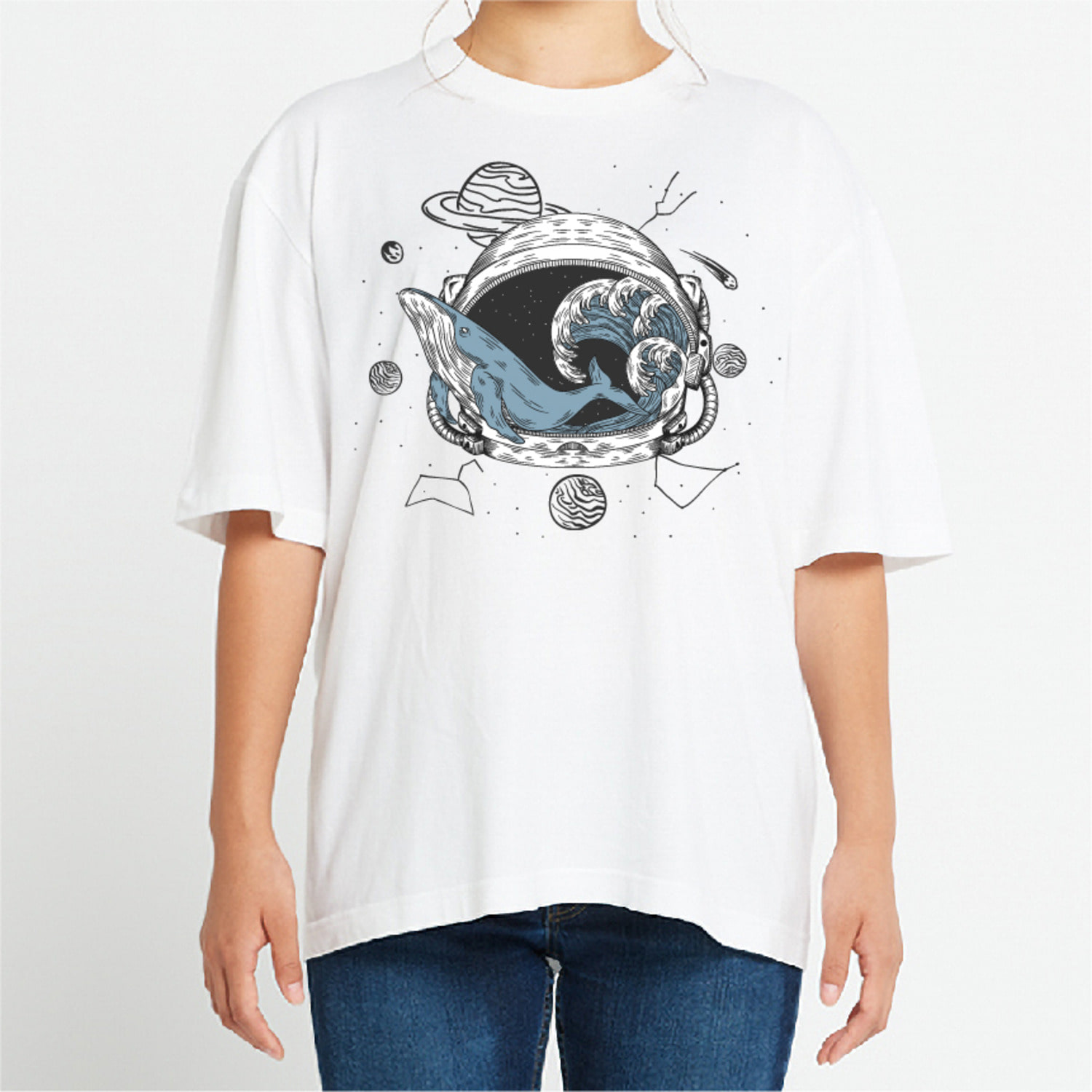 고래 그래픽 오버핏 티셔츠 animal.17