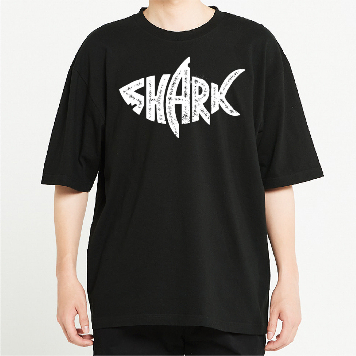 상어 문구 그래픽 오버핏 티셔츠 animal.28