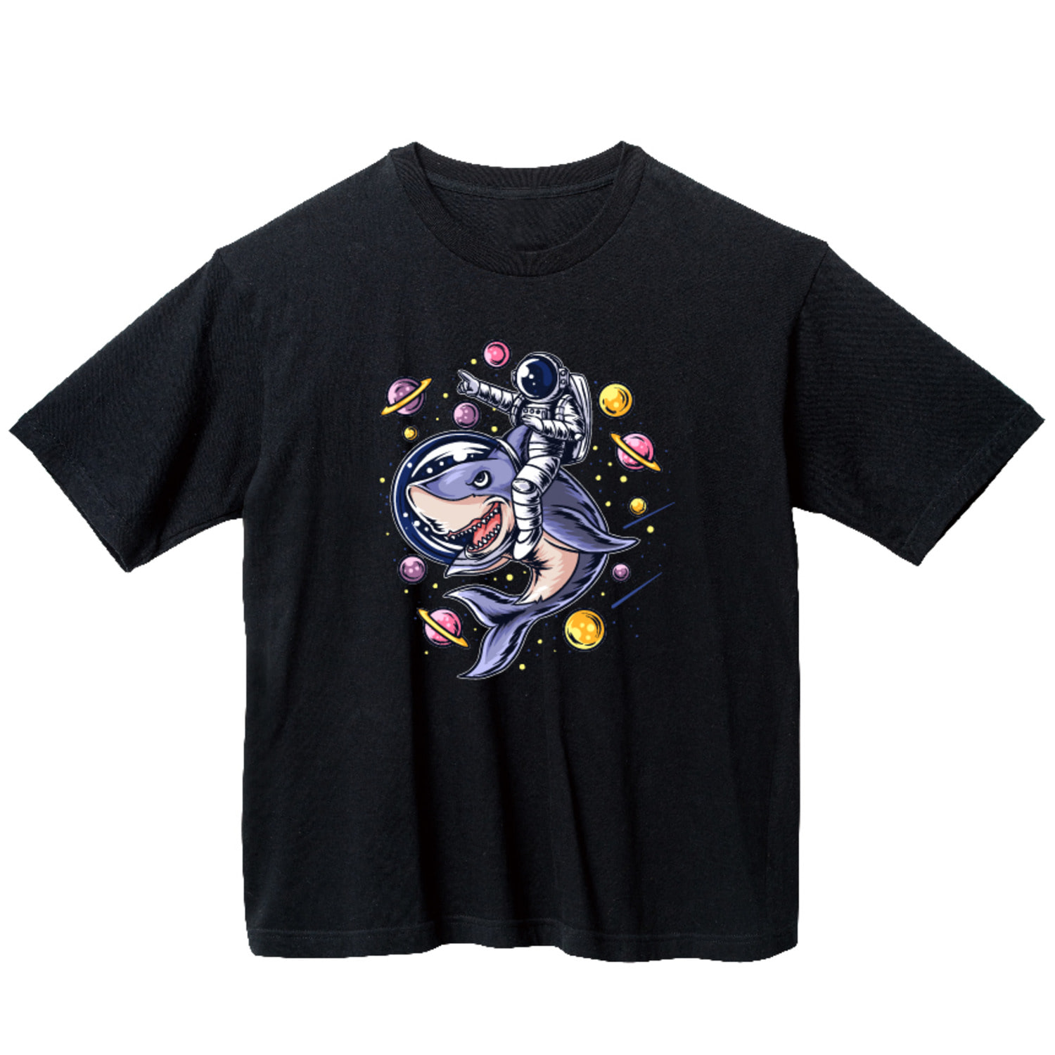 상어 우주인 그래픽 오버핏 티셔츠 animal.42