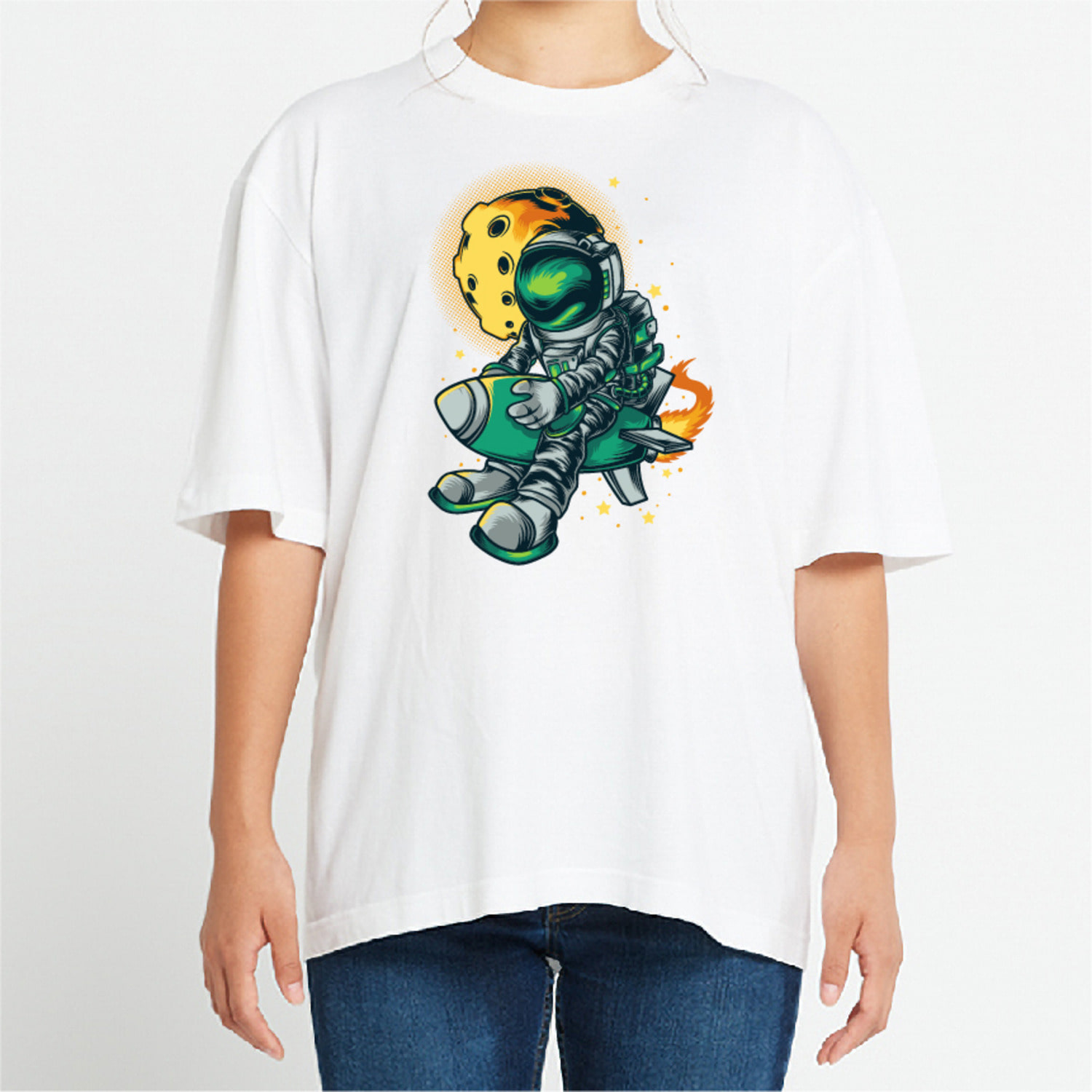 로켓 우주선 그래픽 오버핏 티셔츠 art.34