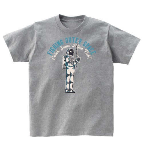 우주인 낚시 반팔 그래픽 티셔츠 기본 fish.18