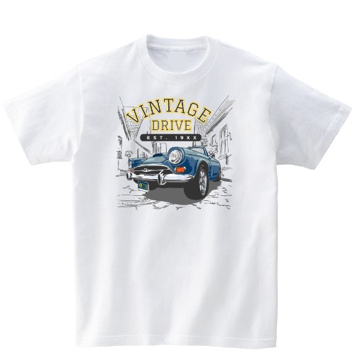 빈티지 차 반팔 그래픽 티셔츠 기본 car.05