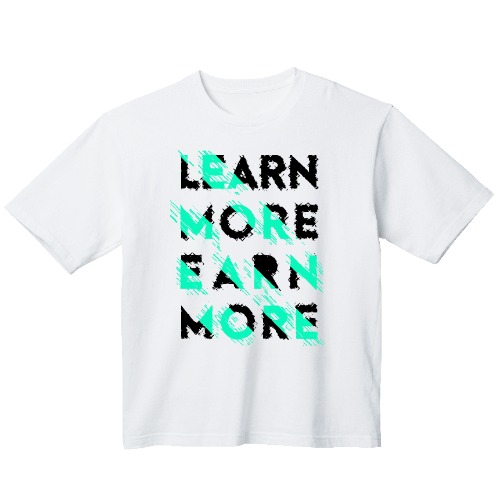 LEARN MORE EARN MORE 그래픽 오버핏 티셔츠 typo.07
