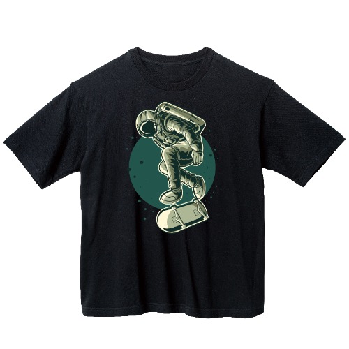 그린 우주인 그래픽 오버핏 티셔츠 health.70