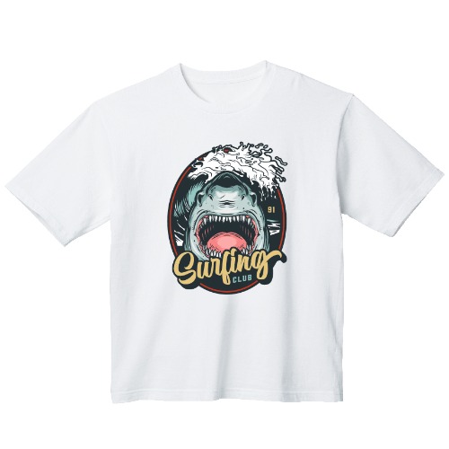 파도 상어 그래픽 오버핏 티셔츠 animal.36