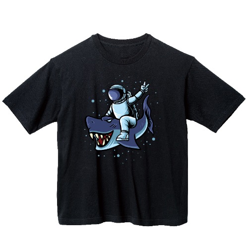 상어 우주인 그래픽 오버핏 티셔츠 animal.24