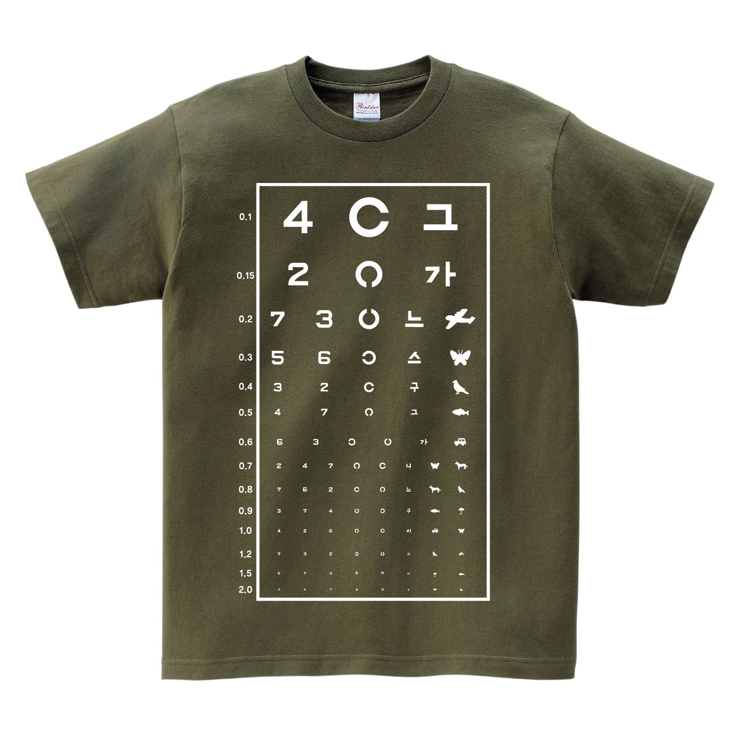 ETC002. 시력검사 티셔츠 (단면)