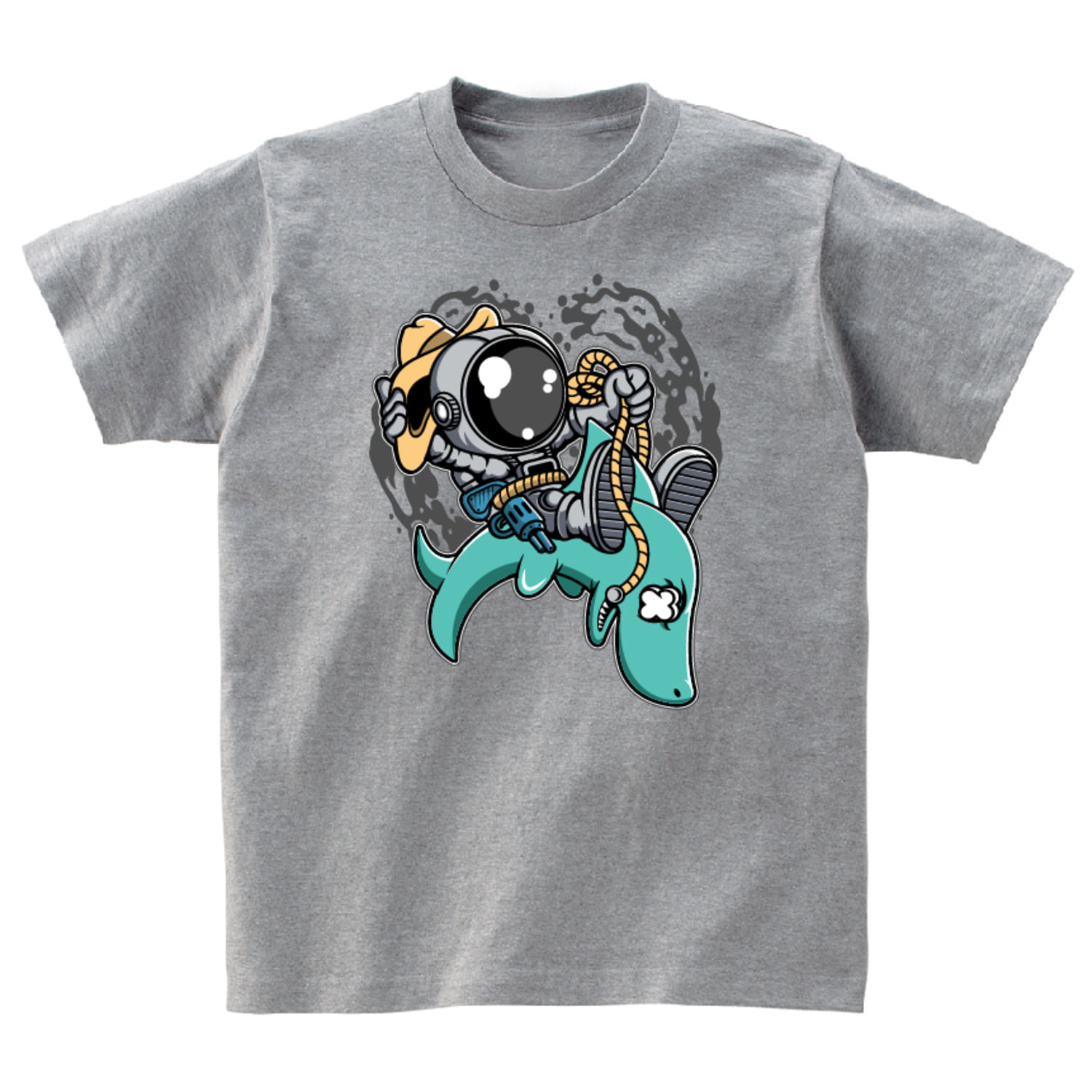 상어 탄 우주인 반팔 그래픽 티셔츠 기본 animal.40