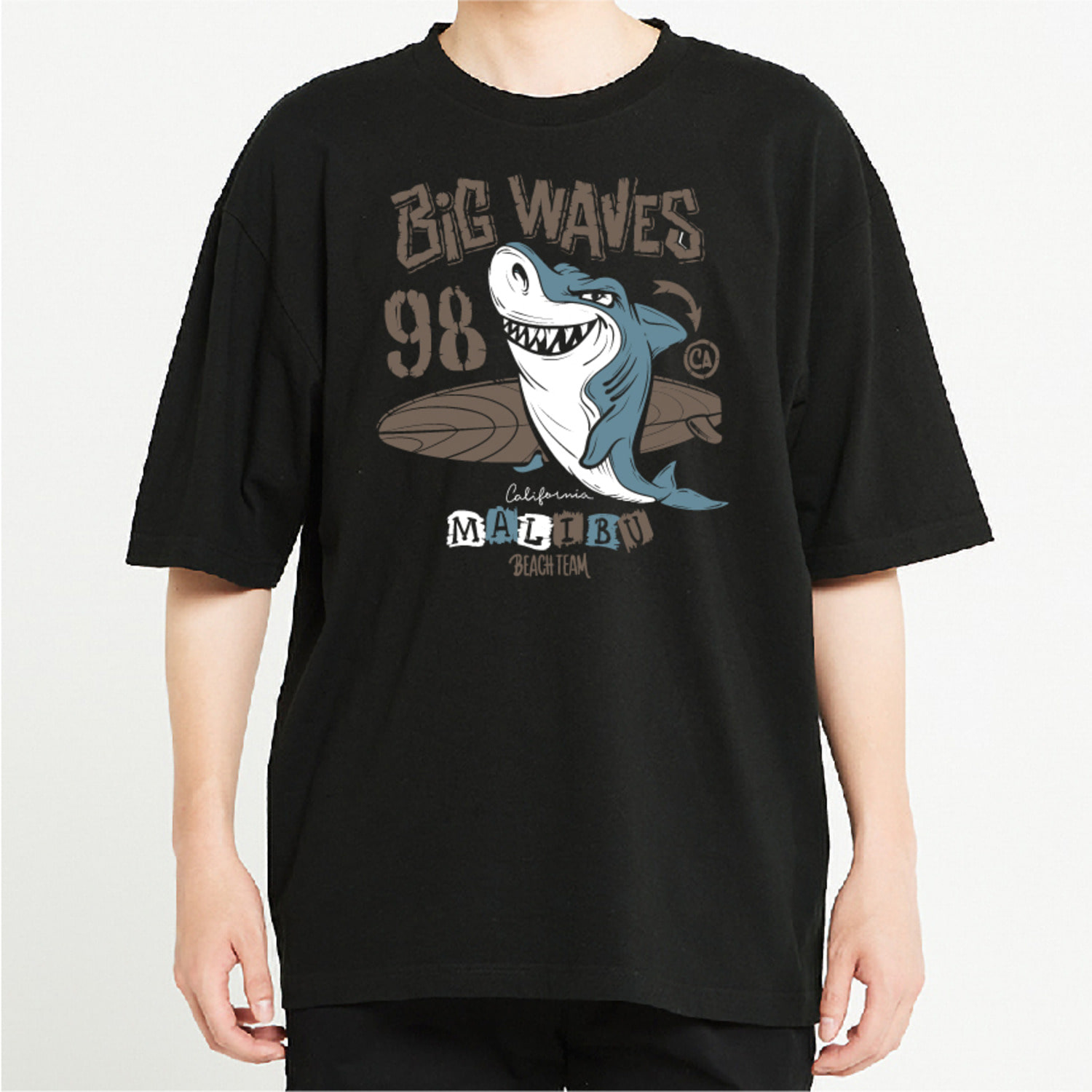 상어 낚시 그래픽 오버핏 티셔츠 fish.12