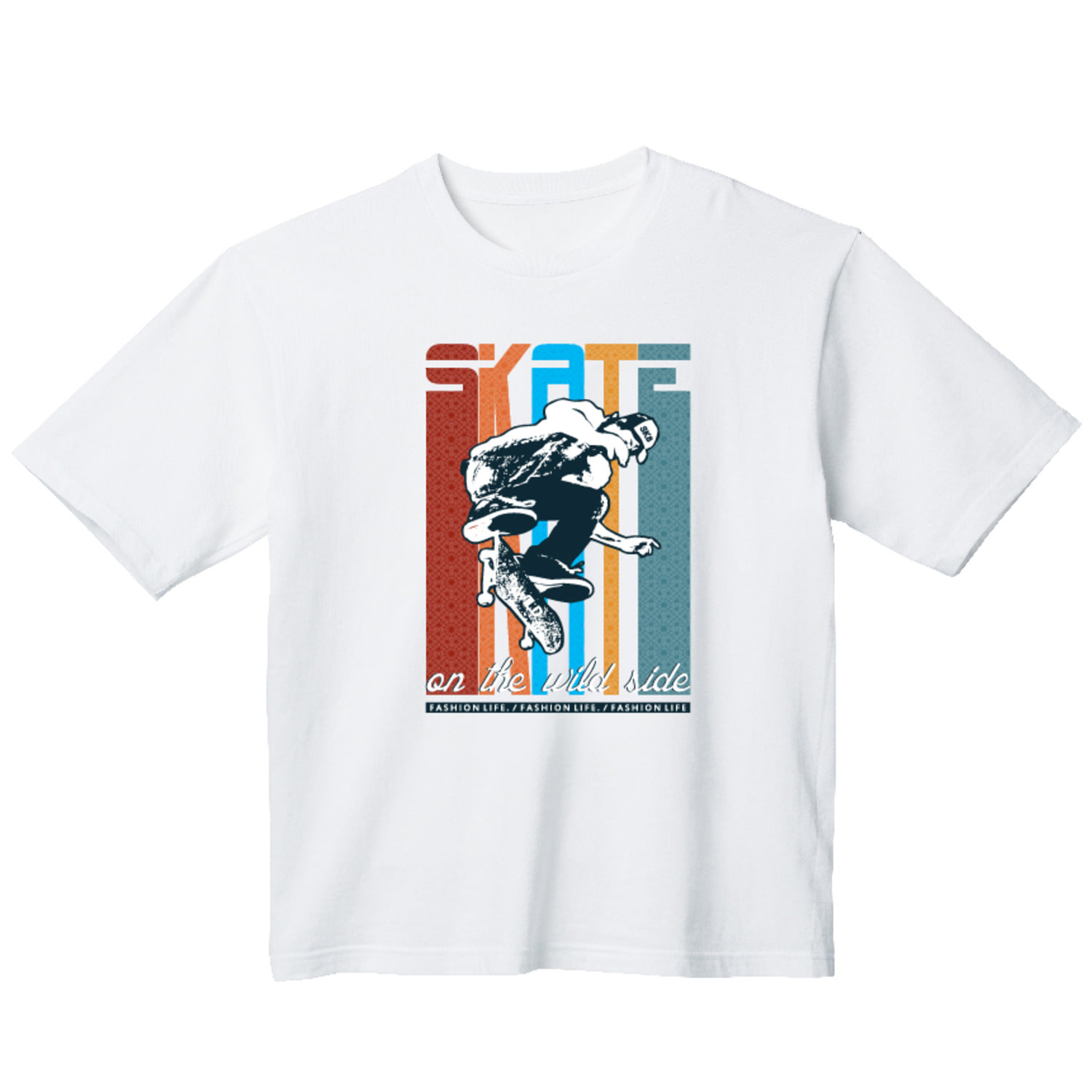 우주인 스케이트 그래픽 오버핏 티셔츠 health.80