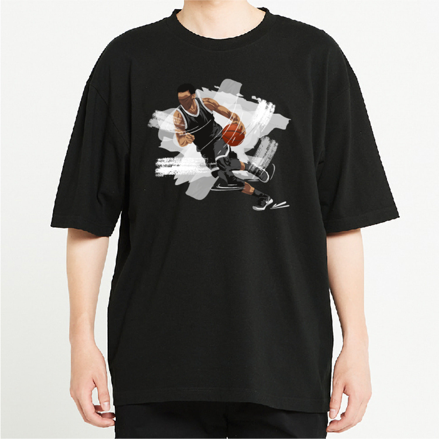 농구 드리블 그래픽 오버핏 티셔츠 health.26