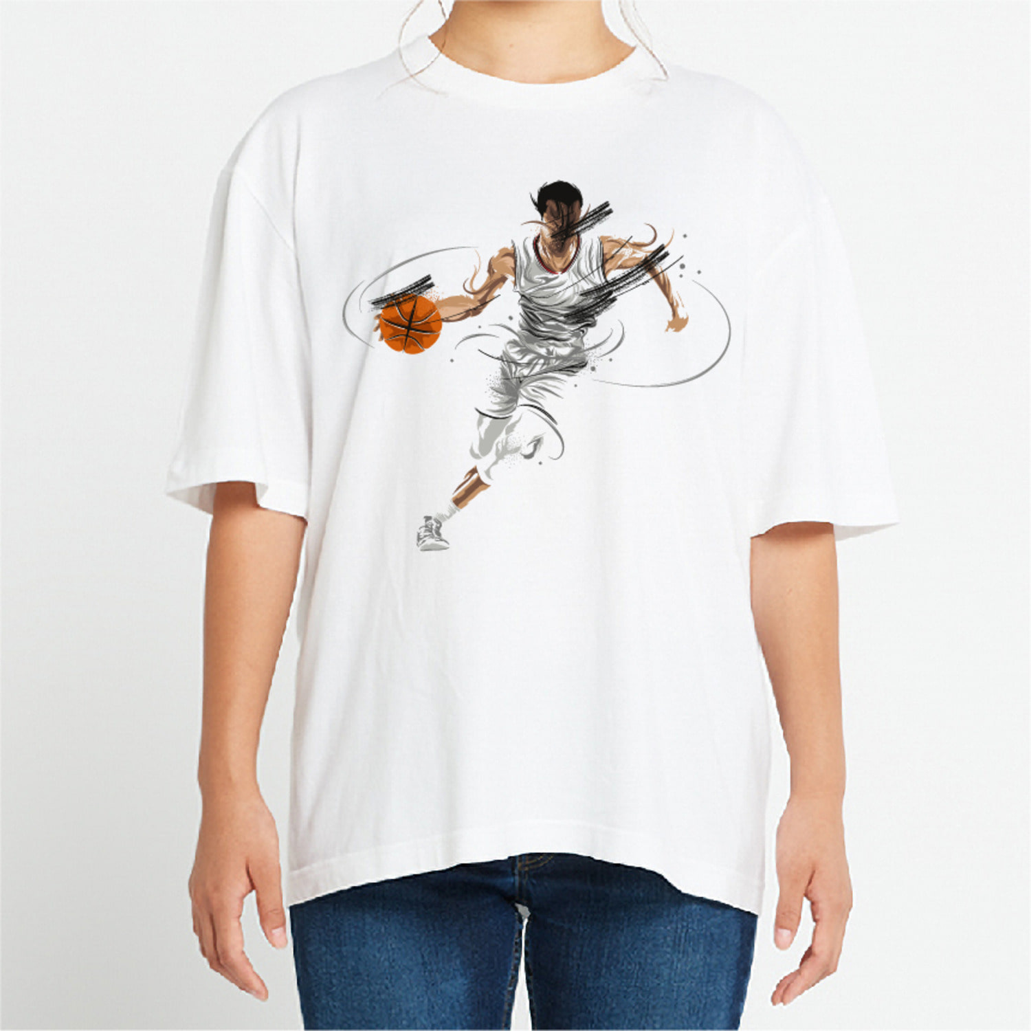 농구 선수 그래픽 오버핏 티셔츠 health.25