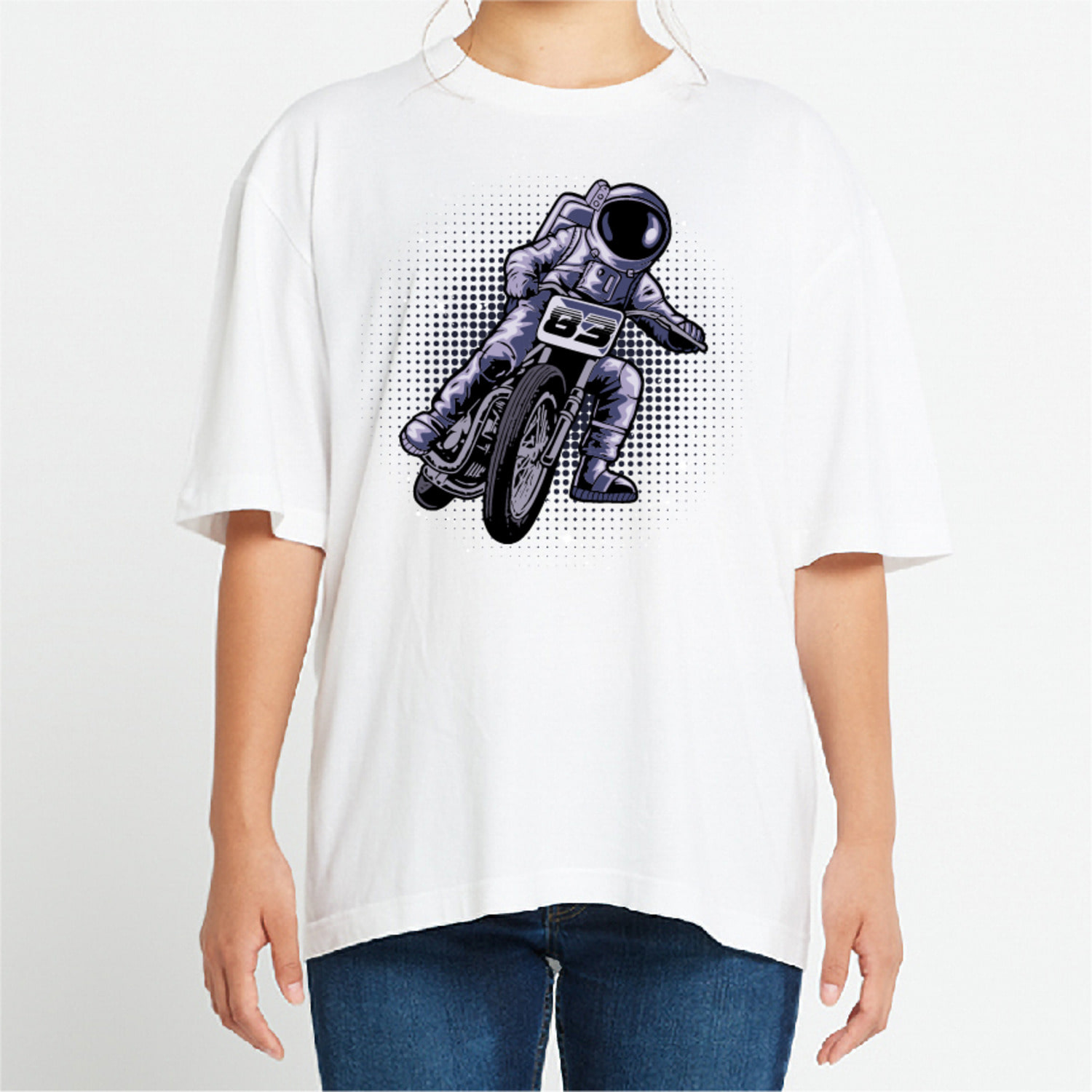 우주인 오토바이 그래픽 오버핏 티셔츠 motor.18