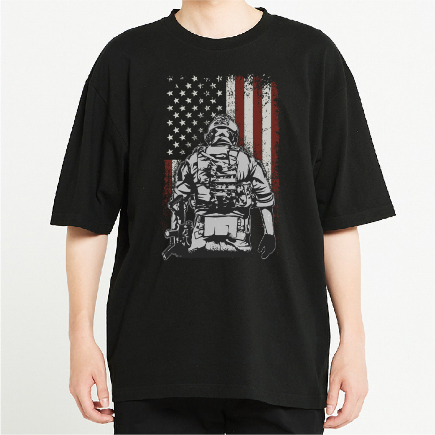 군인 빈티지 그래픽 오버핏 티셔츠 art.03