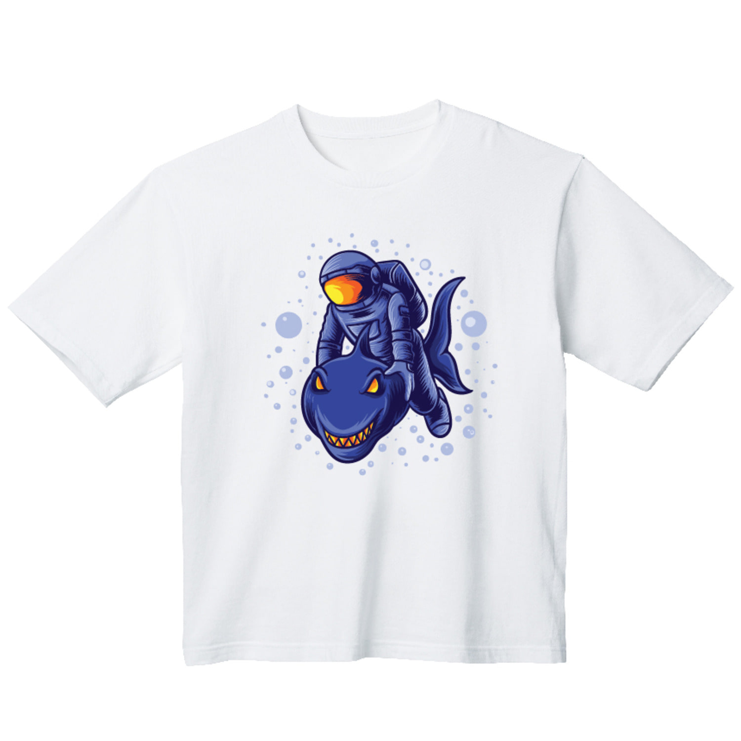 우주 상어 그래픽 오버핏 티셔츠 animal.27