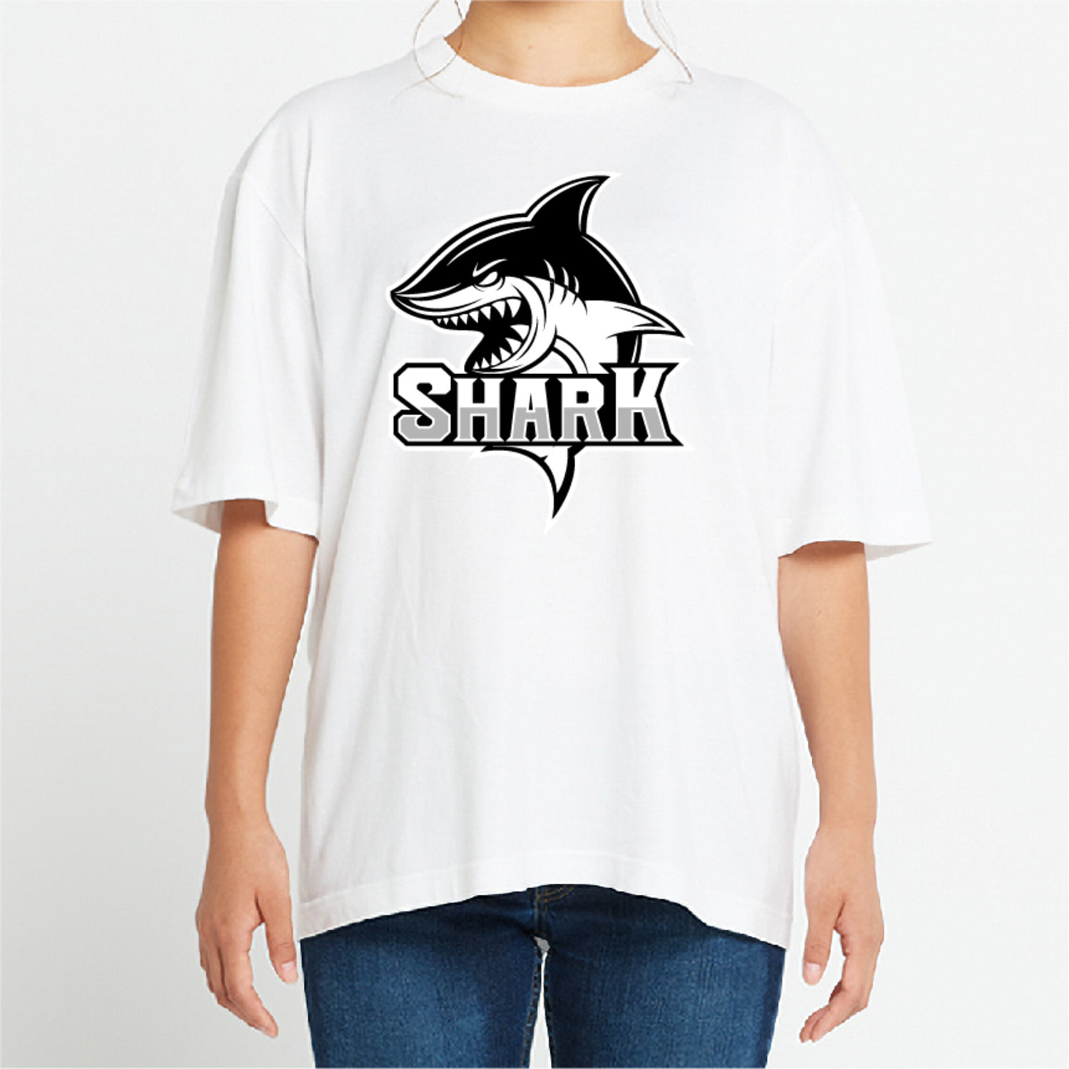 상어 이빨 그래픽 오버핏 티셔츠 animal.29