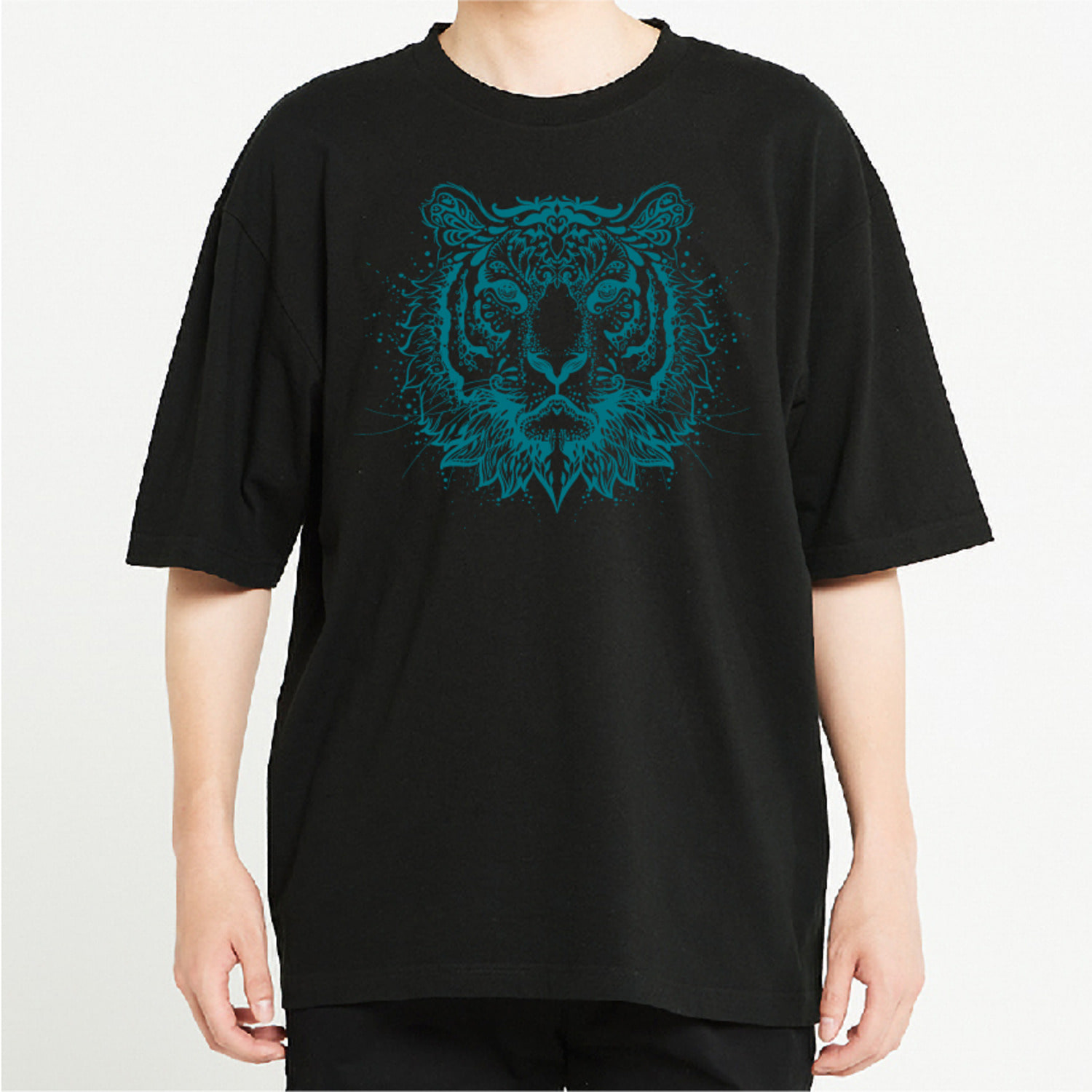 블루 호랑이 그래픽 오버핏 티셔츠 animal.47