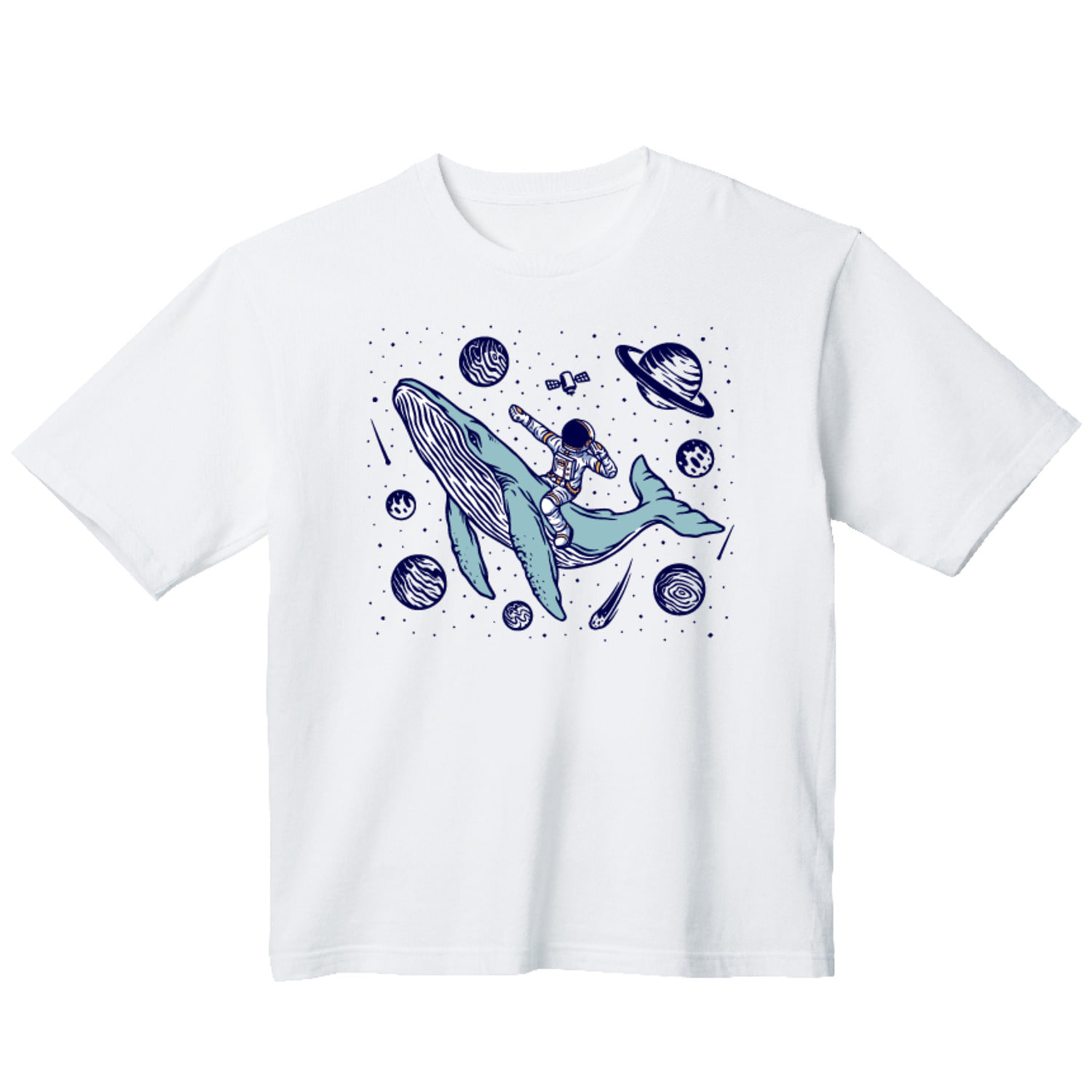 우주 고래 그래픽 오버핏 티셔츠 animal.16