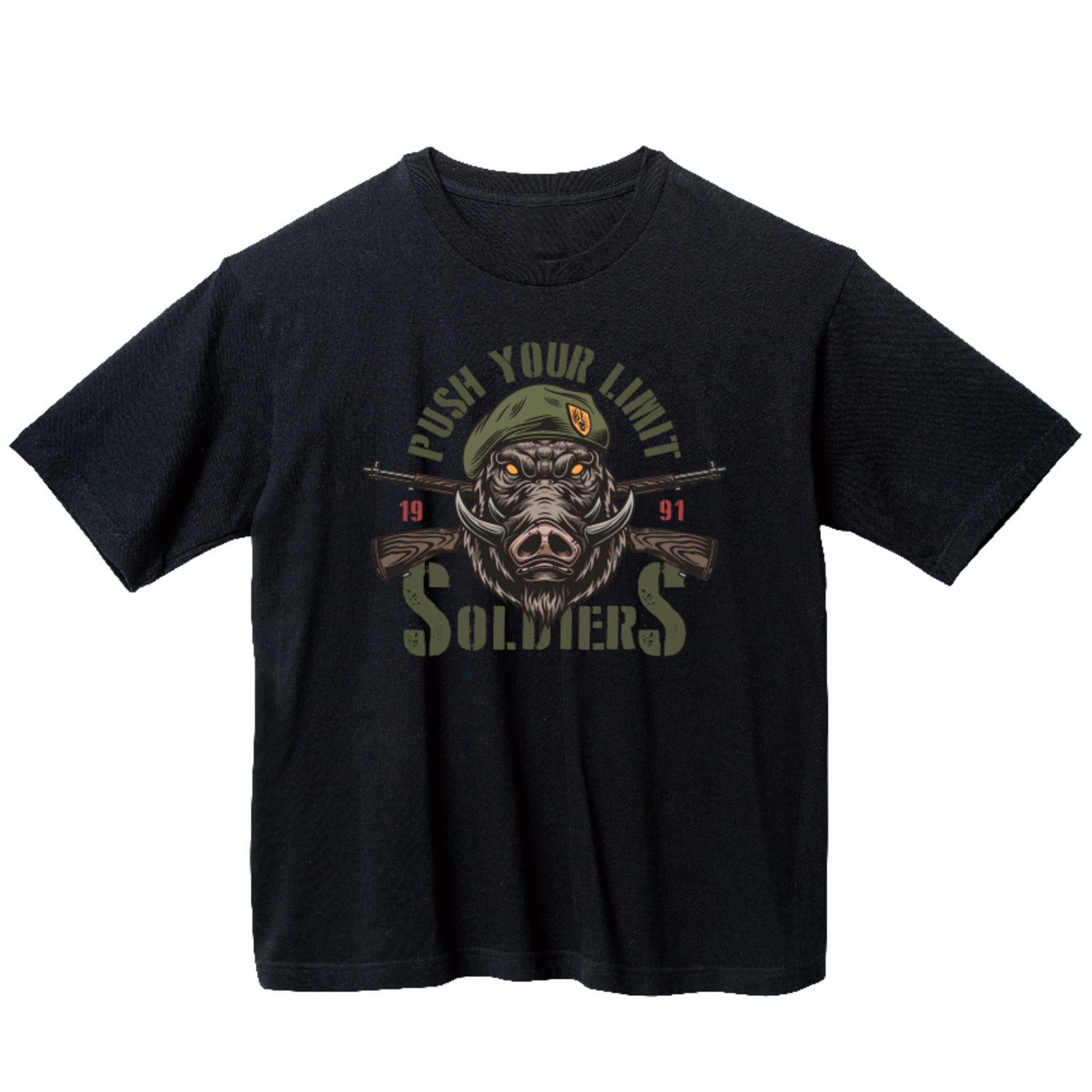 멧돼지 밀리터리 그래픽 오버핏 티셔츠 army.16