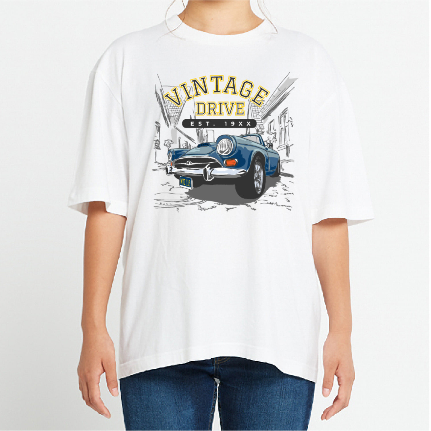 빈티지 차 그래픽 오버핏 티셔츠 car.05
