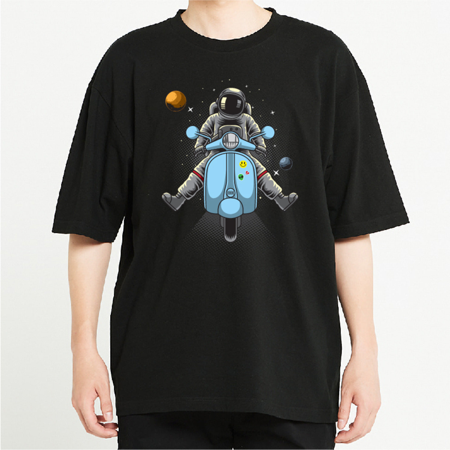 우주 행성 스쿠터 그래픽 오버핏 티셔츠 motor.20