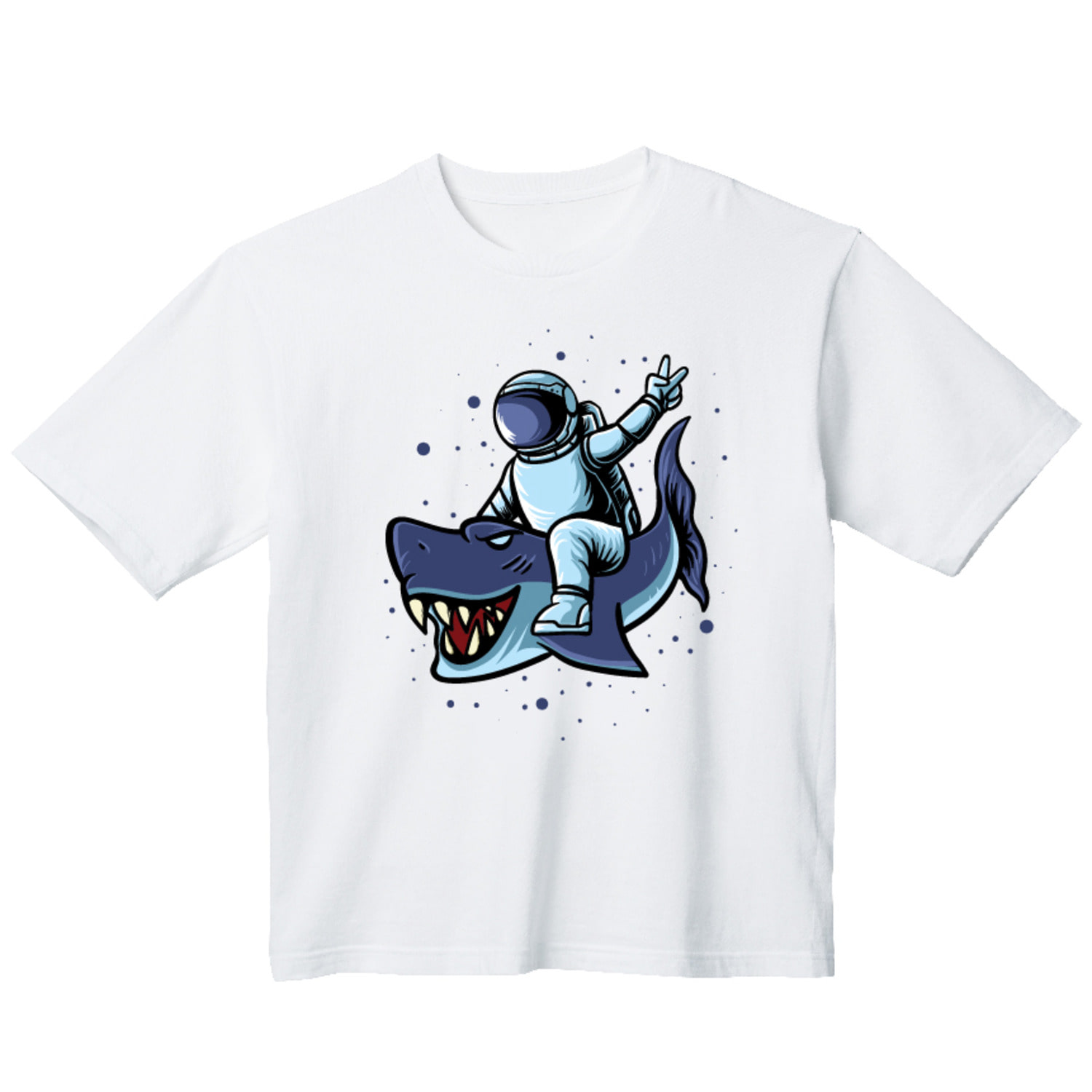 상어 우주인 그래픽 오버핏 티셔츠 animal.24