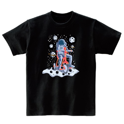 우주 행성 자전거 반팔 그래픽 티셔츠 기본 motor.19