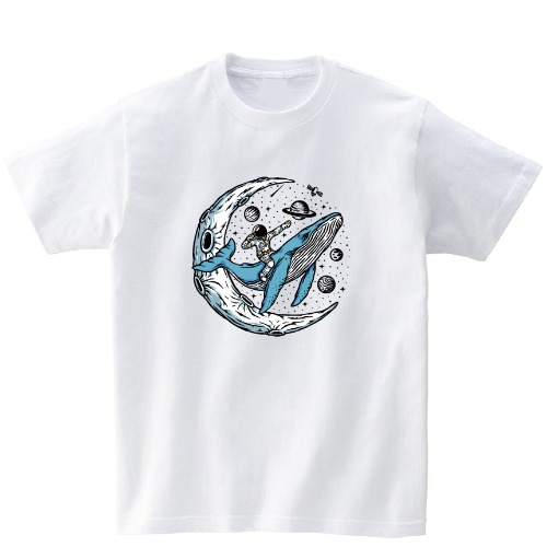 우주 행성 고래 반팔 그래픽 티셔츠 기본 animal.18