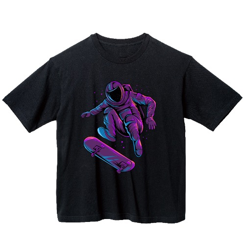 네온 우주인 스키 그래픽 오버핏 티셔츠 health.55