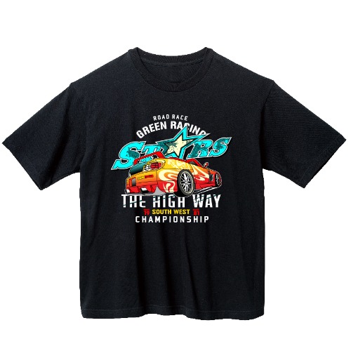 레이싱카 빈티지 그래픽 오버핏 티셔츠 car.03