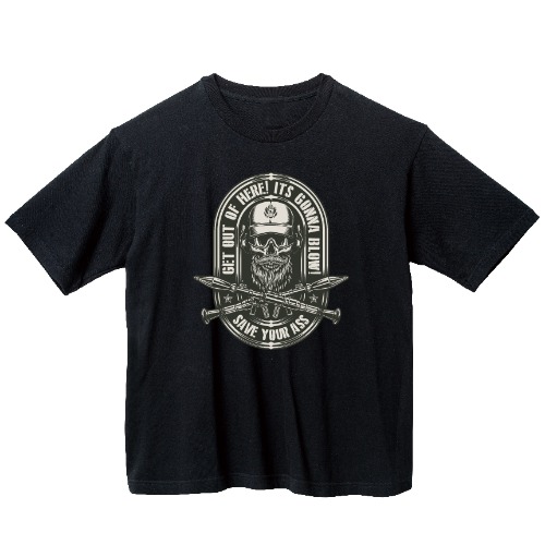 해골 밀리터리 그래픽 오버핏 티셔츠 army.05