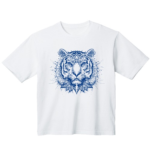 블루 호랑이 그래픽 오버핏 티셔츠 animal.47
