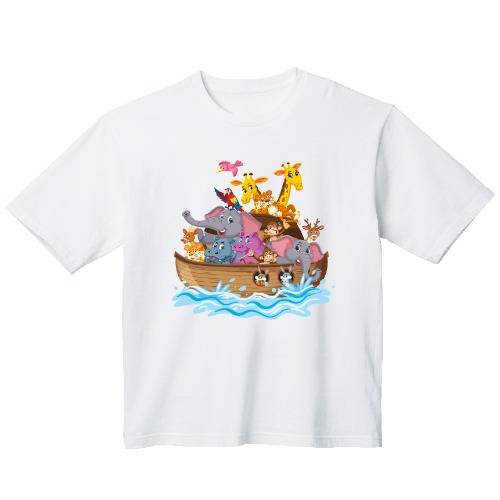 노아 방주 교회 그래픽 오버핏 티셔츠 animal.44