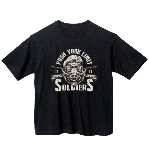 멧돼지 밀리터리 그래픽 오버핏 티셔츠 army.19